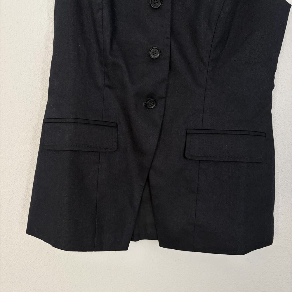Banana Republic Factory Black Linen Blend Long Cutaway Vest (S) - Picture 5 of 7